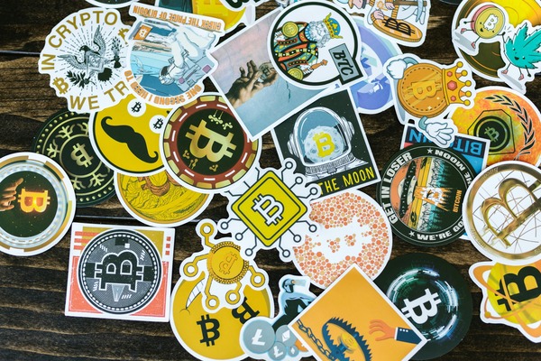 Collection of Bitcoin and cryptocurrency-themed stickers